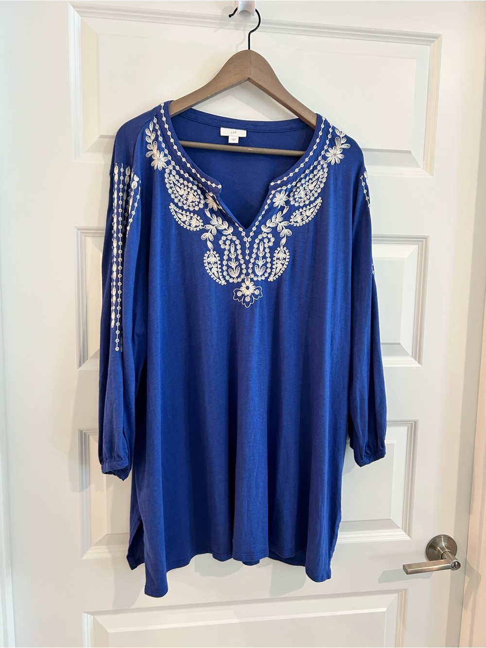 J Jill Embroidered Tunic Purple Cream Size 2X